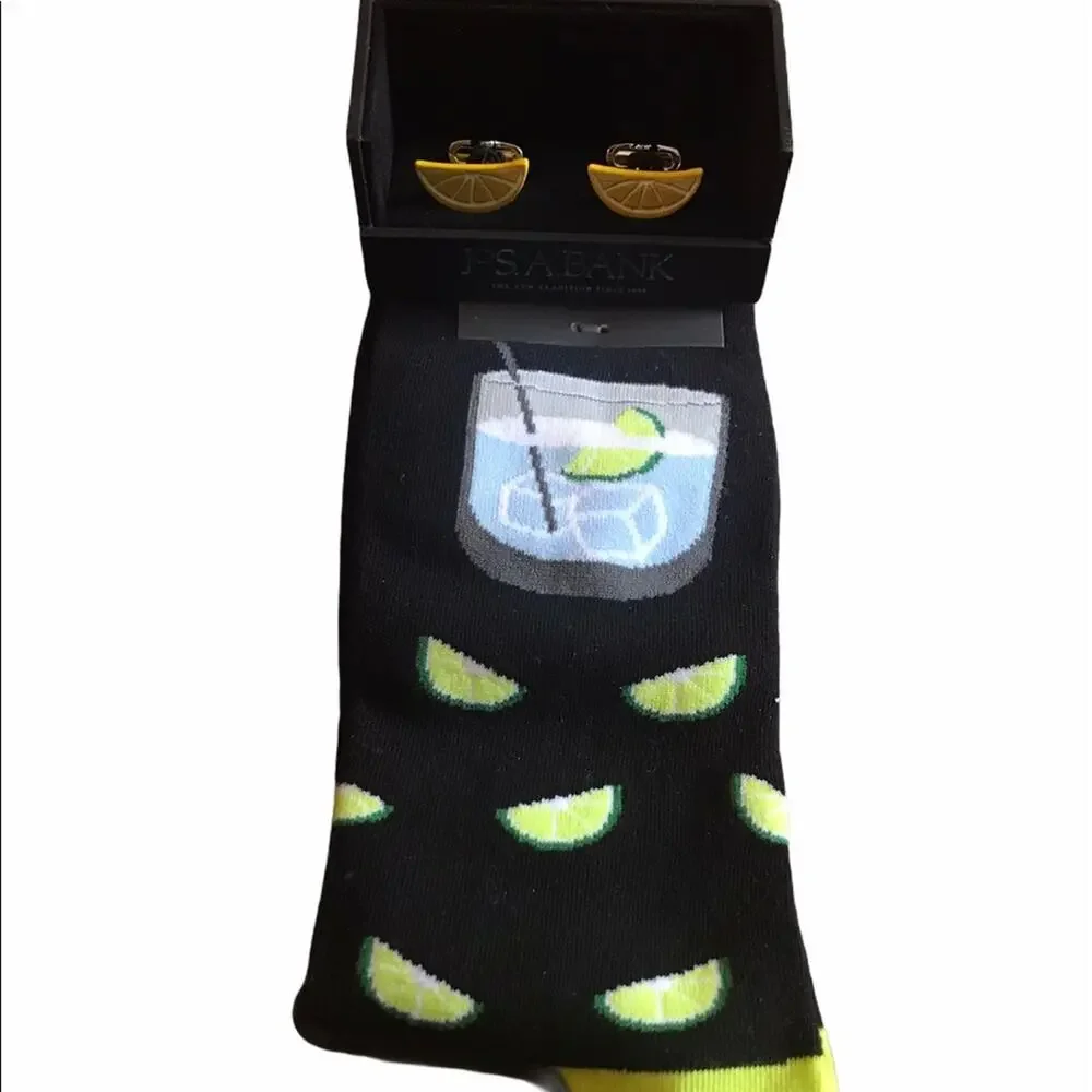 Jos. A. Bank Lemon Cufflinks & Socks Gift Set